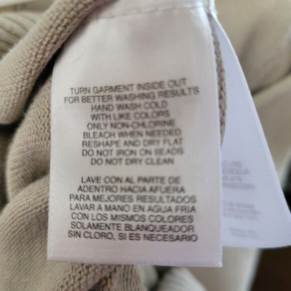 Jones Wear XL Short Sleeved Sweater w/beading fancy Cotton Rayon blend Taupe EUC - Picture 8 of 8